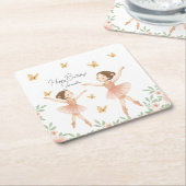 バレリナバースデーパーティー紙コースター スクエアペーパーコースター (アングル)