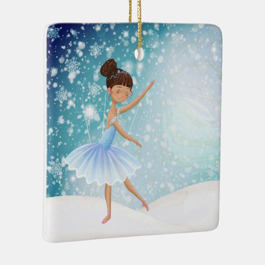 バレリナパーソナライズされたウィンタースノーホリデーバレエ セラミックオーナメント (右)
