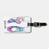 バレリナパーソナライズされたバレエ ラゲッジタグ (正面横)