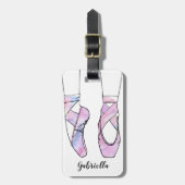 バレリナパーソナライズされたバレエ ラゲッジタグ (正面縦)