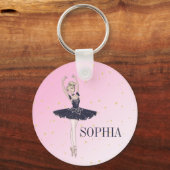 バレリナパーソナルピンク金ゴールド キーホルダー (正面)