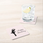 バレリナピルーエットインガーデングリーン スクエアペーパーコースター (インサイチュ)