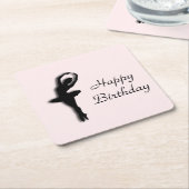 バレリナピルーエットインガーデングリーン スクエアペーパーコースター (アングル)