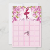 バレリナピンクグリッターベビーシャワービンゴ 招待状 (正面)