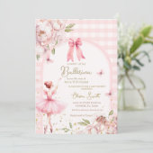 バレリナピンクジンガムフローラアーチベイビーシャワー 招待状 (スタンド正面)