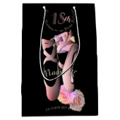 バレリナピンクトーシューズブラック ミディアムペーパーバッグ (正面)