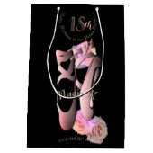 バレリナピンクトーシューズブラック ミディアムペーパーバッグ (裏面)