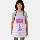 バレリナピンクドレスパープルホワイトストライプパタン エプロン (インサイチュ)
