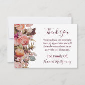 バレリナピンクフローラ葬儀悔やみや弔慰ありがとう ノートカード (正面)