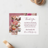 バレリナピンクフローラ葬儀悔やみや弔慰ありがとう ノートカード (正面/裏面インサイチュ)