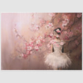 バレリナピンクブロッサムツリーポートレートアート 薄葉紙 (正面)