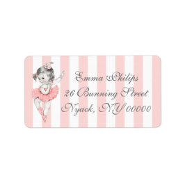バレリナピンクホワイトストライプバレエ ラベル