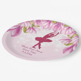 バレリナピンク誕生日 パーソナライズされた ペーパープレート