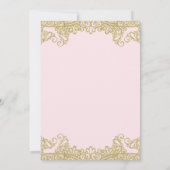 バレリナピンク&金ゴールドレースエレガントブライダルシャワー 招待状 (裏面)