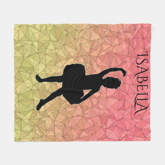 バレリナフリースブランケットパーソナライズされたの名前。 フリースブランケット (正面(横))