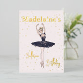 バレリナブルートゥーガールズバースデーパーティー 箔招待状 (立ち正面)