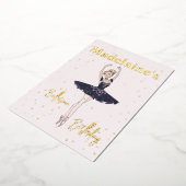 バレリナブルートゥーガールズバースデーパーティー 箔招待状 (回転した状態)