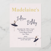 バレリナブルートゥーガールズバースデーパーティー 箔招待状 (裏面)