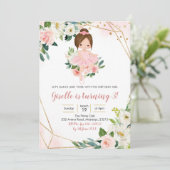 バレリナブロンドガールピンク金ゴールドフローラ招待状 招待状 (スタンド正面)