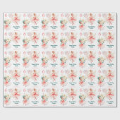 バレリナブロンドガール誕生日ピンク名前をカスタムする ラッピングペーパー (フラット)