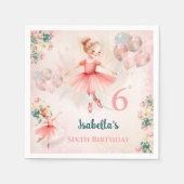 バレリナブロンドピンクティール(緑がかった色)フローラガーリー誕生日 スタンダードカクテルナプキン (正面)