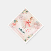 バレリナブロンドピンクティール(緑がかった色)フローラガーリー誕生日 スタンダードカクテルナプキン (角)