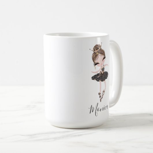バレリナプリンセスガール名前をカスタムするバレエギフト コーヒーマグカップ (正面右)