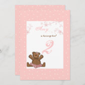 バレリナベア誕生日招待状 招待状 (正面/裏面)