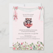 バレリナベビーガール誕生日ツチュウエキッシュラクーン 招待状 (正面)