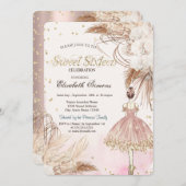 バレリナボホフラワーズバラ金ゴールドスウィート16 招待状 (正面/裏面)
