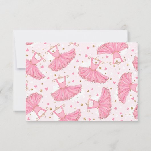 バレリナポインテシューズツチュノートカパーソナライズされたード 招待状 (裏面)