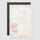 バレリナマウスツツ興奮ベビーシャワー マグネット招待状 (正面/裏面)