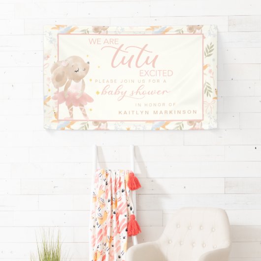 バレリナマウスツツ興奮ベビーシャワー 横断幕 (インサイチュ)