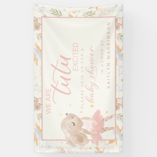 バレリナマウスツツ興奮ベビーシャワー 横断幕 (縦)