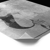 バレリナレッドヘアウーマン体シルバーブラックグレー ポスター (角)