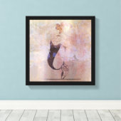 バレリナレッドヘアウーマン体ピンクローズ金ゴールド キャンバスプリント (インサイチュ (ウッドフロア))