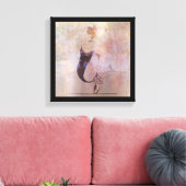 バレリナレッドヘアウーマン体ピンクローズ金ゴールド キャンバスプリント (インサイチュ (リビング))