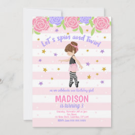 バレリナ誕生日招待状/トゥトゥ招待状 招待状