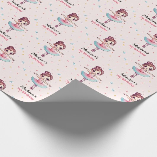 バレリパーソナライズされたナバレエ名誕生日 ラッピングペーパー (角)