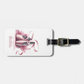 バレリパーソナライズされたナピンクバレエ靴 ラゲッジタグ (正面横)