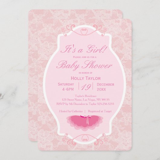 バレリパーソナライズされたナベビーシャワー招待状 招待状 (正面/裏面)