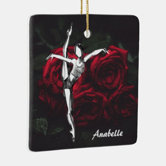 バレリパーソナライズされたーナとバラバレエのクリスマス セラミックオーナメント (右)