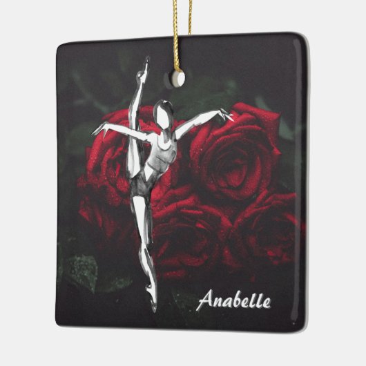 バレリパーソナライズされたーナとバラバレエのクリスマス セラミックオーナメント (左)