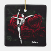 バレリパーソナライズされたーナとバラバレエのクリスマス セラミックオーナメント (裏面)