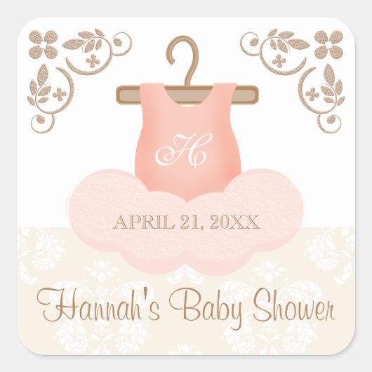 バレリモノグラムのナツチュパーティーの好意ラベル スクエアシール (正面)