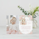 バレリーナうさぎの1歳2歳3歳の誕生日フォト サンキューカード (スタンド正面)