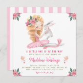 バレリーナうさぎベイビーシャワー 招待状 (正面/裏面)