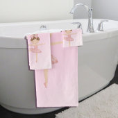 バレリーナかわいいピンクモダン色 バスタオルセット