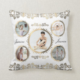 バレリーナかわいらし金ゴールドセピアフォトコラージュ クッション