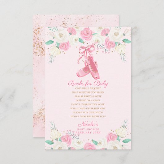 バレリーナがベビーのために本を求める本を持ってくる エンクロージャーカード (正面/裏面)